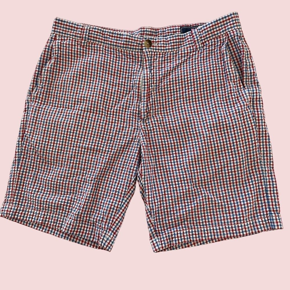 Vineyard Vines Breaker Shorts Mens 34 Red White Blue Cotton‎ Buttons Pockets